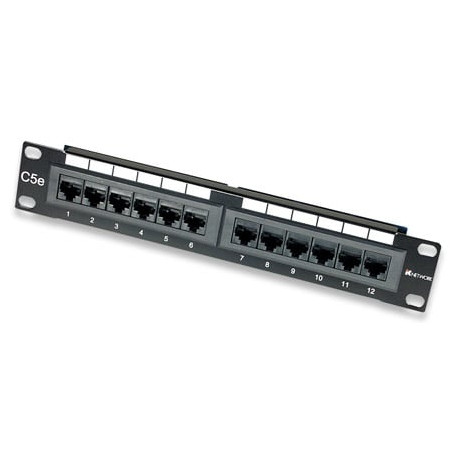 Pannello patch per rack 10'' 12 porte utp cat 5e 1he