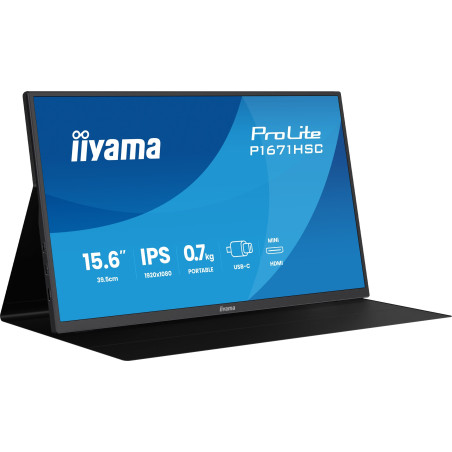 monitor led 15.6" iiyama prolite p1671hsc-b1 full hd 1920x1080p/3ms/classe