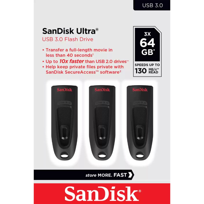 pendrive 64gb western digital ultrastar sandisk ultra usb-a 3.2