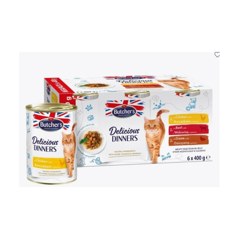 cibo umido butcher's delicious dinners selezione carne gelatina