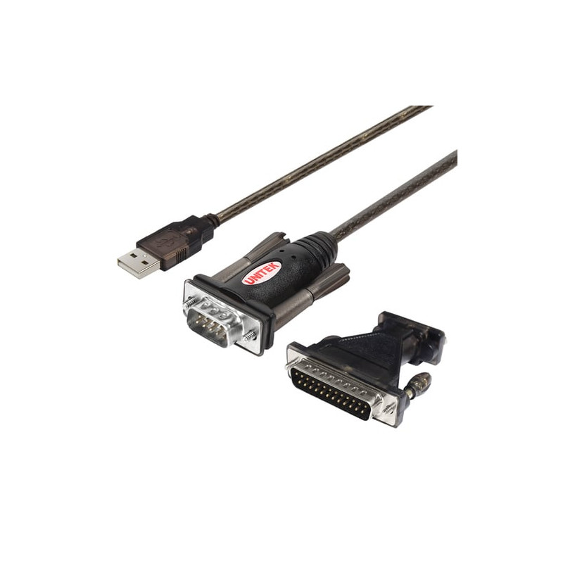 adattatore unitek y-105a usb a serial + adattore db9(femmina)/db25(maschio)