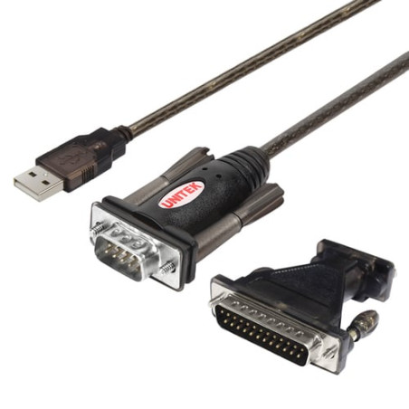 adattatore unitek y-105a usb a serial + adattore db9(femmina)/db25(maschio)