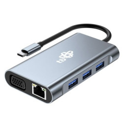 hub usb tb 8in1 da usb-c a rj-45/vga/hdmi/usb-a grafite