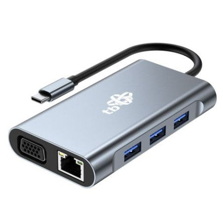 hub usb tb 8in1 da usb-c a rj-45/vga/hdmi/usb-a grafite