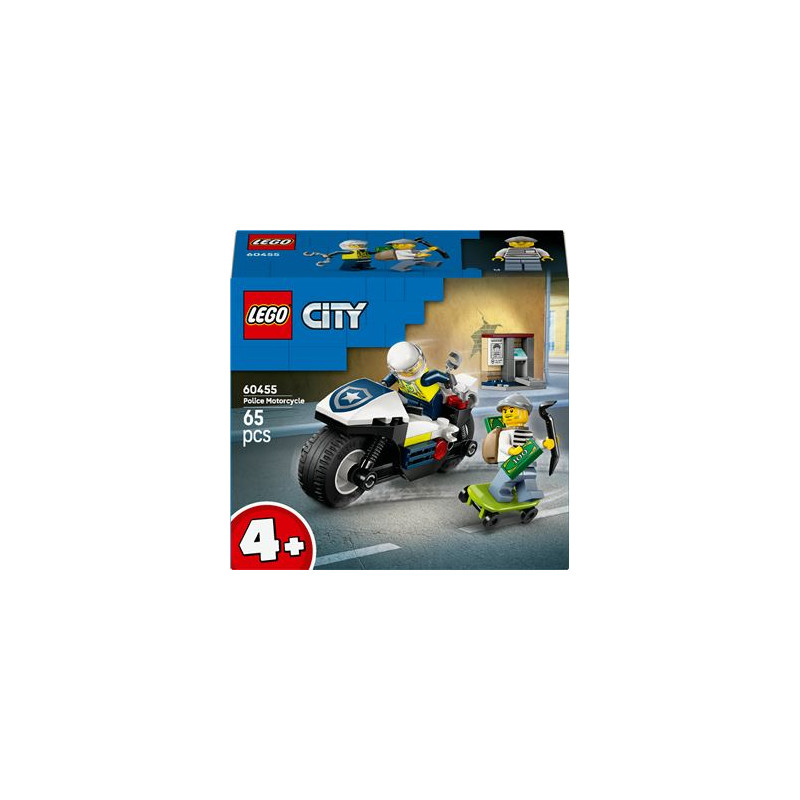 set di gioco lego city 60455 inseguimento in moto della polizia multicolore
