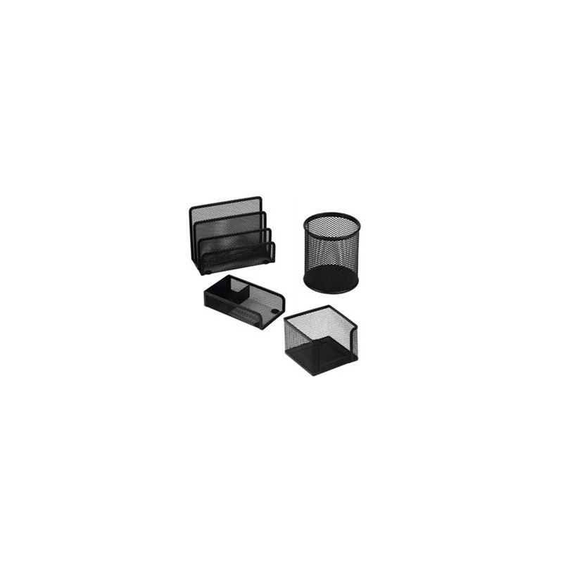 set scrivania lebez 4 pz. accessori in rete nero art.1424 [1424-n]