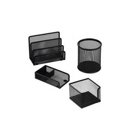 set scrivania lebez 4 pz. accessori in rete nero art.1424 [1424-n]