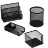 set scrivania lebez 4 pz. accessori in rete nero art.1424 [1424-n]
