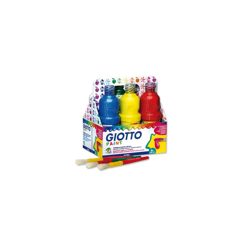 schoolpack 6 flaconi tempera pronta 1000ml assortita giotto [534600]