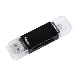 lettore di schede hama usb 2.0 otg basic sd/microsd nero [181056]