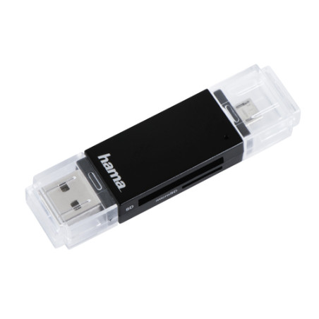 lettore di schede hama usb 2.0 otg basic sd/microsd nero [181056]