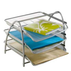 Portacorrispondenza alba 3 ripiani mesh argento in rete [meshtray3/m]