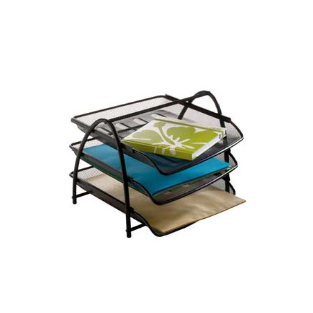 Portacorrispondenza alba 3 ripiani mesh nero in rete [meshtray3/n]