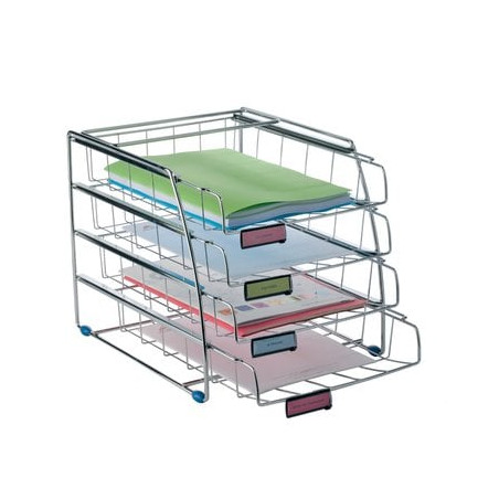 Portacorrispondenza alba 4 ripiani scorrevoli in metallo [cor4f]