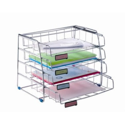 Portacorrispondenza alba 4 ripiani scorrevoli in metallo [cor4i]