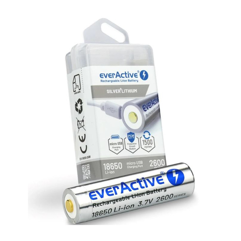 batteria everactive 18650 li-ion 2600mah/3.7v [ev18650-26m]