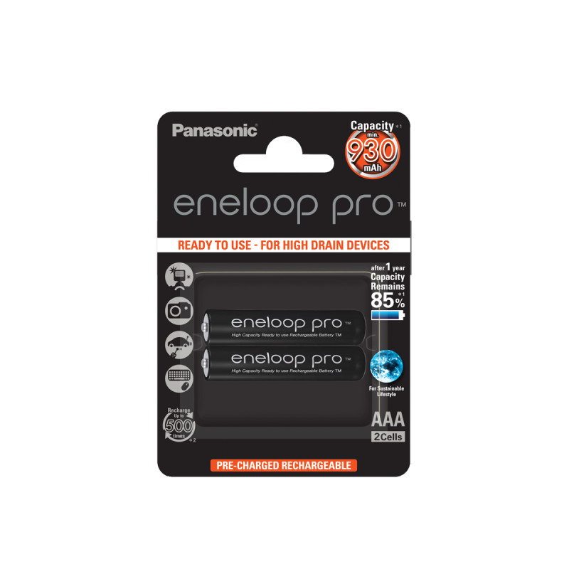 pile panasonic eneloop pro hr03 2xaaa ricaricabile 930mah nero [azpabua30214432]