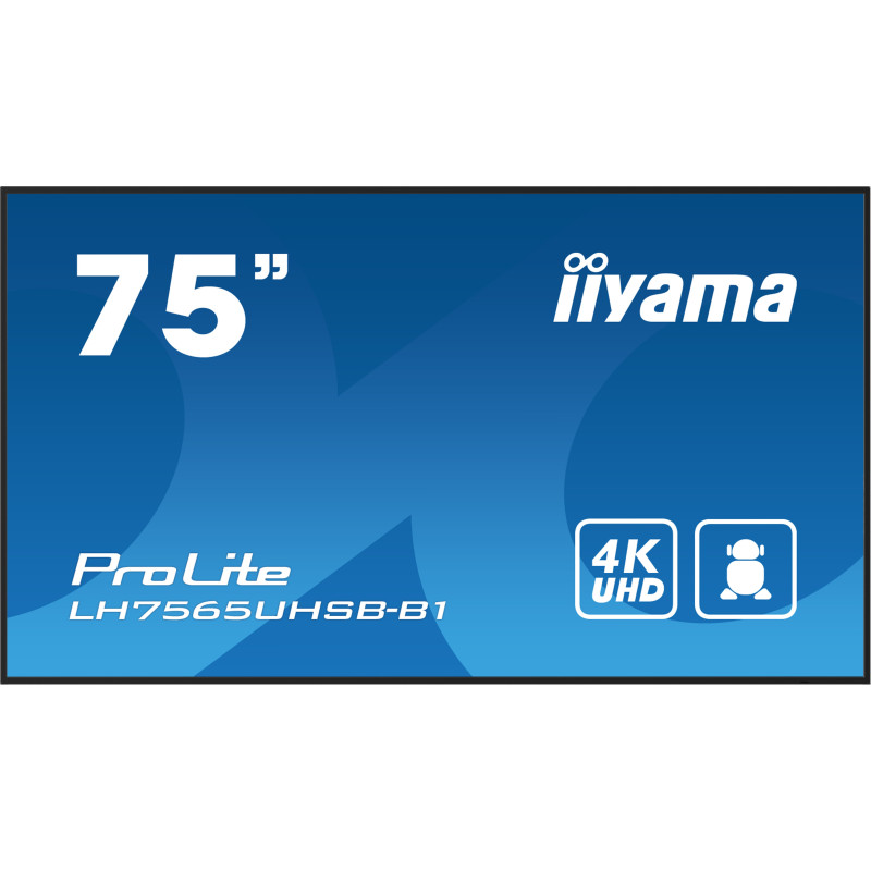 monitor digital signage led 74.5" iiyama lh7565uhsb-b1 4k