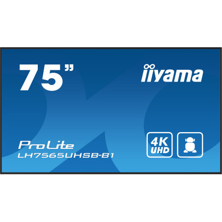 monitor digital signage led 74.5" iiyama lh7565uhsb-b1 4k