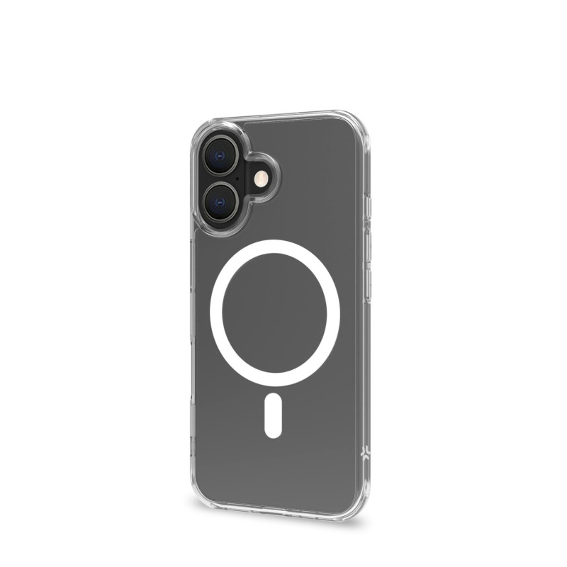 custodia celly gelskinmag per apple iphone 16 bianco/trasparente