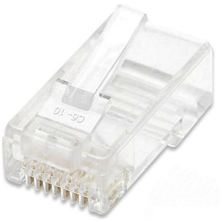 Confezione 100 plug rj45 utp per categoria 5e cavo rigido