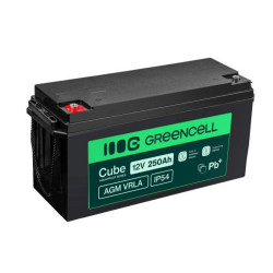 batteria green cell agm vrla 12v 250ah ip54 nero [azgceuay12v250j]
