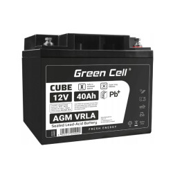 batteria green cell agm vrla 12v 40ah ip54 nero [azgceuay12v40aj]