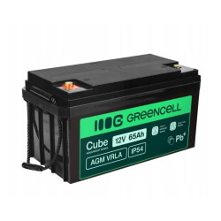 batteria green cell agm vrla 12v 65ah ip54 nero [azgceuay12v65aj]