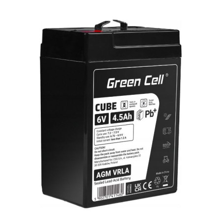 batteria green cell agm vrla 6v 4.5ah ip54 nero [azgceuay6v45ahj]