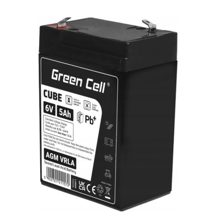 batteria green cell agm vrla 6v 5ah ip54 nero [azgceuay06v5ahj]