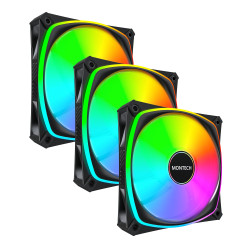 ventola 120x120 montech rx120 pro pwm reverse argb 3x120mm nero [rx120