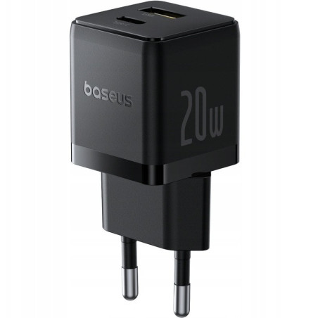 alimentatore da rete baseus palm usb-c usb-a 20w nero [p10111608113-00]