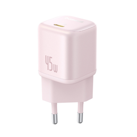 alimentatore da rete baseus picogo gan usb-c 45w rosa [p10176800413-00]