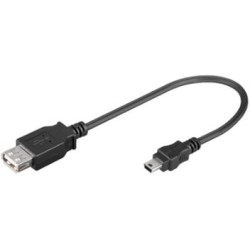 Cavo usb 2.0 a femmina/mini b 5 pin maschio 0,2 m nero