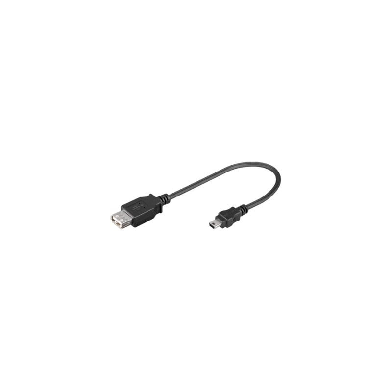 Cavo usb 2.0 a femmina/mini b 5 pin maschio 0,2 m nero