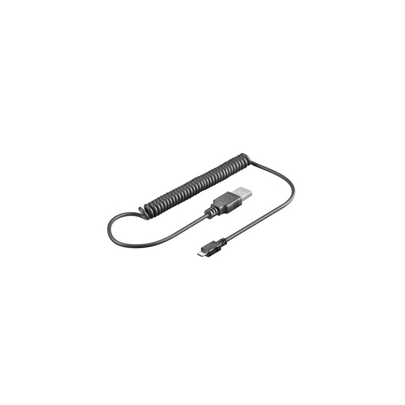 Cavo usb 2.0 spiralato a maschio/microb 5 pin maschio 1m