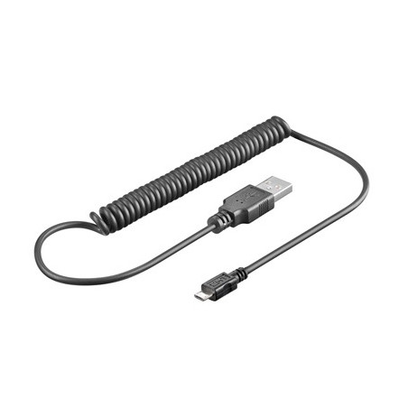 Cavo usb 2.0 spiralato a maschio/microb 5 pin maschio 1m