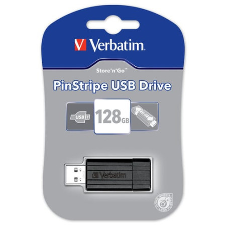 Pen drive 128gb verbatim store 'n' go pinstripe nero [49071]