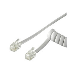 Cavo telefonico spiralato per cornetta 2mt rj10 4p4c bianco