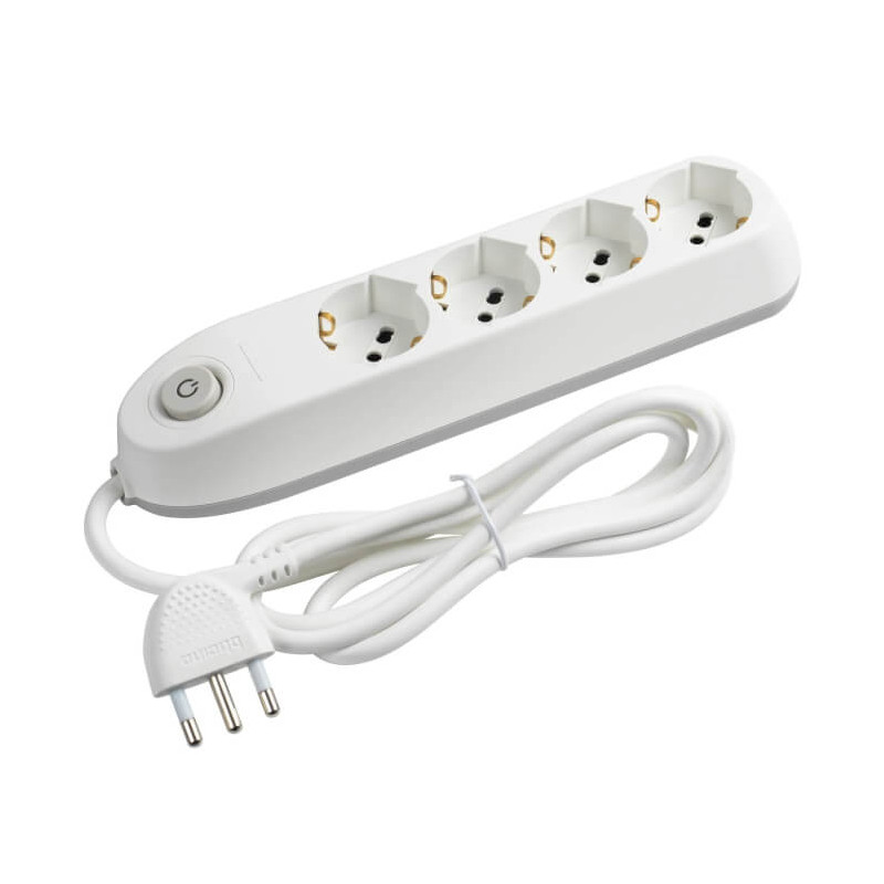 multipresa bticino 3684db poker 4 uscite universali 1.5m bianco [3684db]