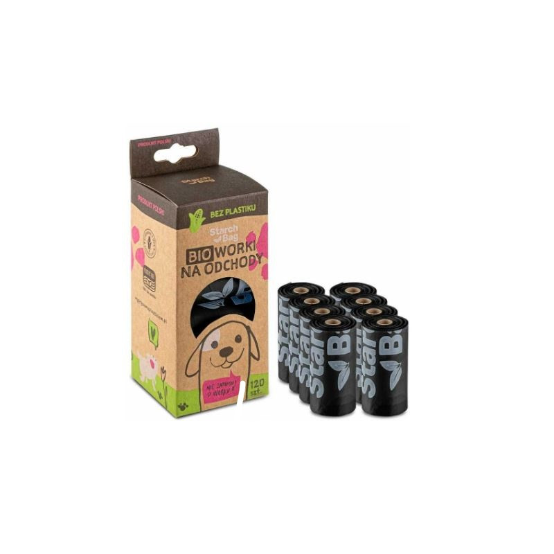 sacchetti starch bag bio biodegradabili per escrementi nero 120pz