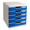 Cassettiera da scrivania multiform modulo 5 cassetti a4 grigio/blu