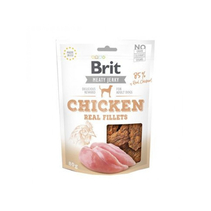 cibo secco per cani brit jerky filetti di pollo 80g