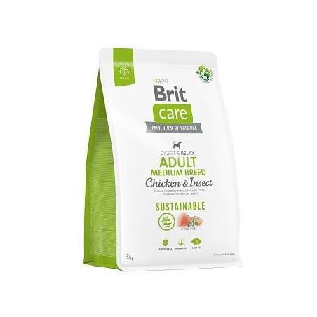 cibo secco brit care sustainable adult medium pollo insetto per cane