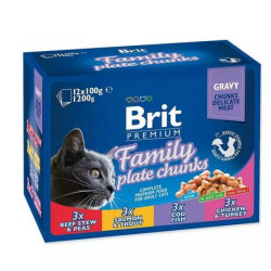 cibo umido per gatto brit pouches family plate 12x100g