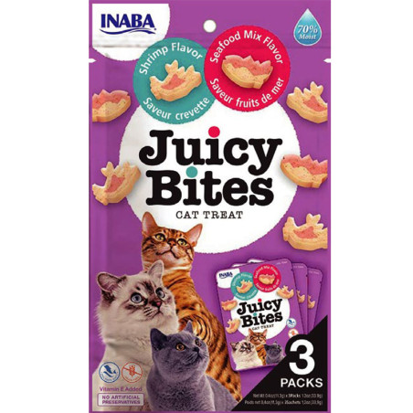 mangime inaba juicy bites: dolcetti umidi per gatti con gamberi e
