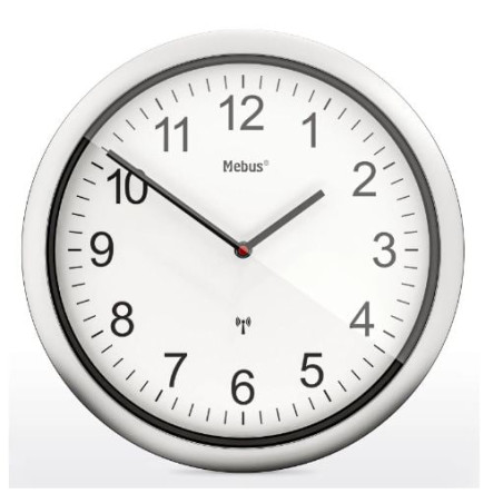 orologio da parete mebus radiocontrollato bianco/argento [19809]