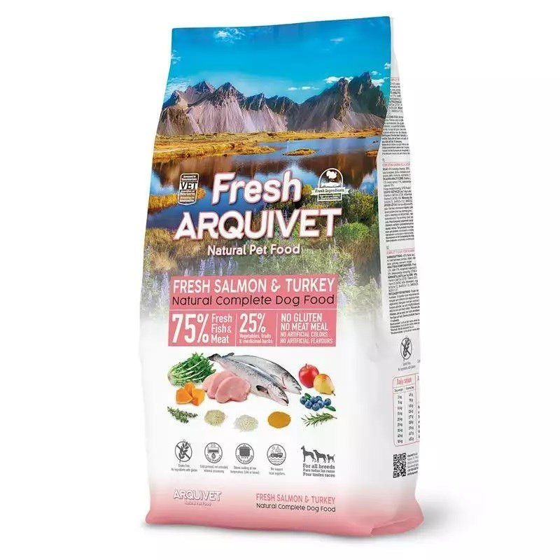 mangime semiumido arquivet fresh salmone con tacchino per cani 10kg
