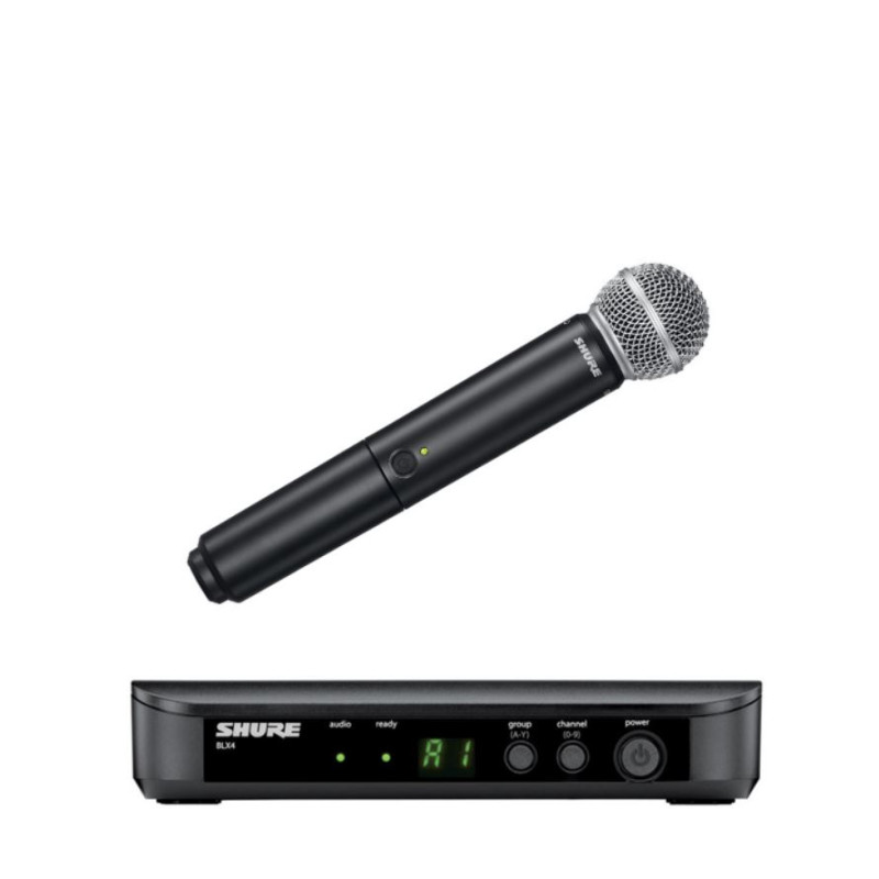 sistema vocale shure blx24e/sm58-h8e wireless con microfono nero