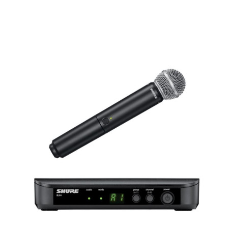 sistema vocale shure blx24e/sm58-h8e wireless con microfono nero